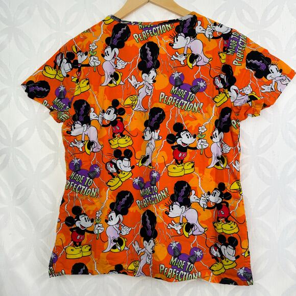 Disney's Bride of Mickenstein Halloween Orange Minnie & Mickey Scrub - Picture 4 of 5